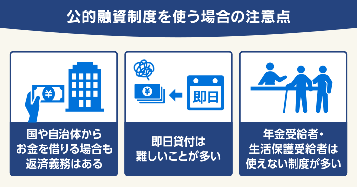 公的貸付制度を使う場合の注意点