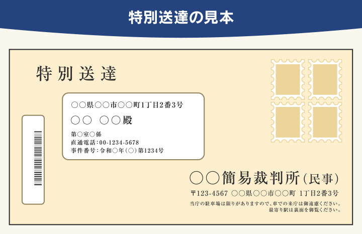 管轄の簡易裁判所から送付され封筒に裁判所名が記載されている