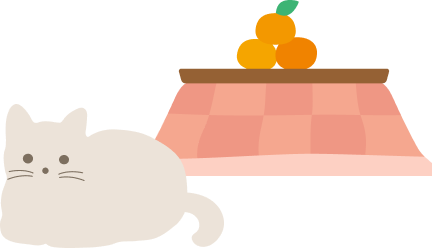 冬モチーフ2(猫とこたつとみかん)