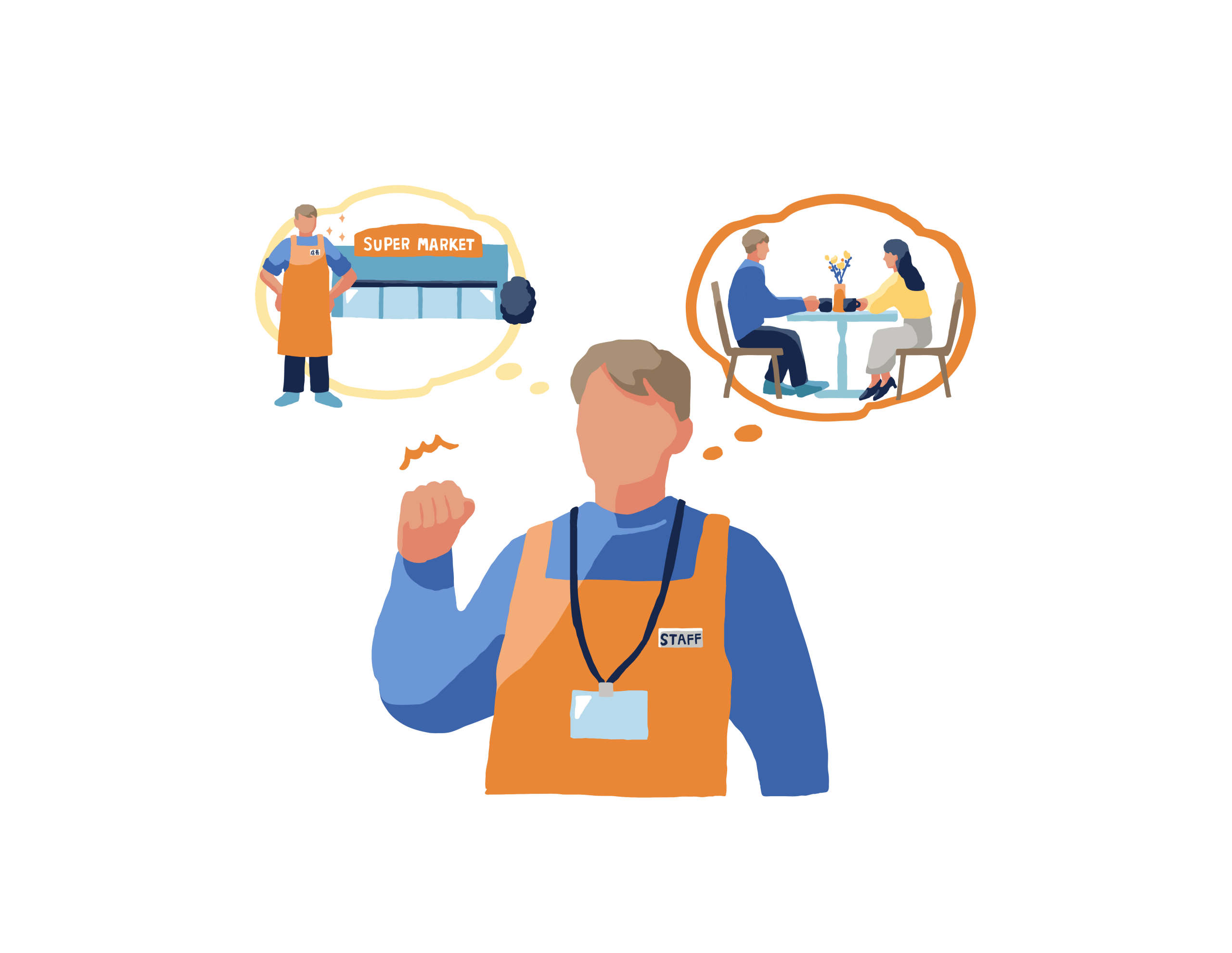 スーパーマーケットで働く男性