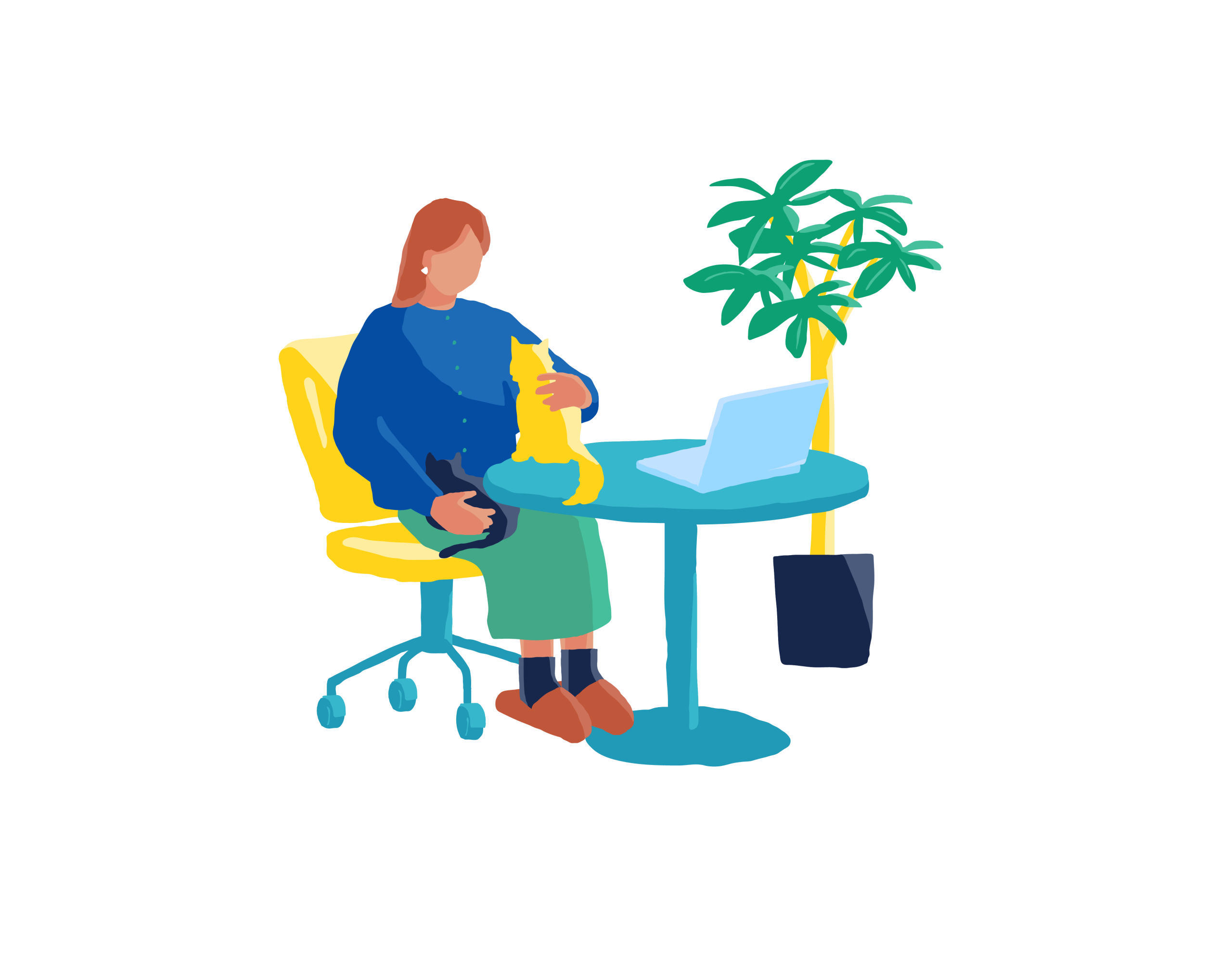 猫と女性の画像