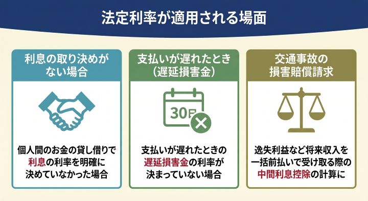法定利率が適用される場面