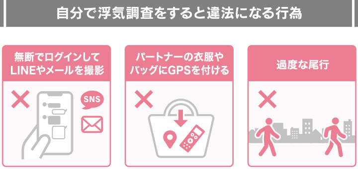 自分で浮気調査すると違法になる行為